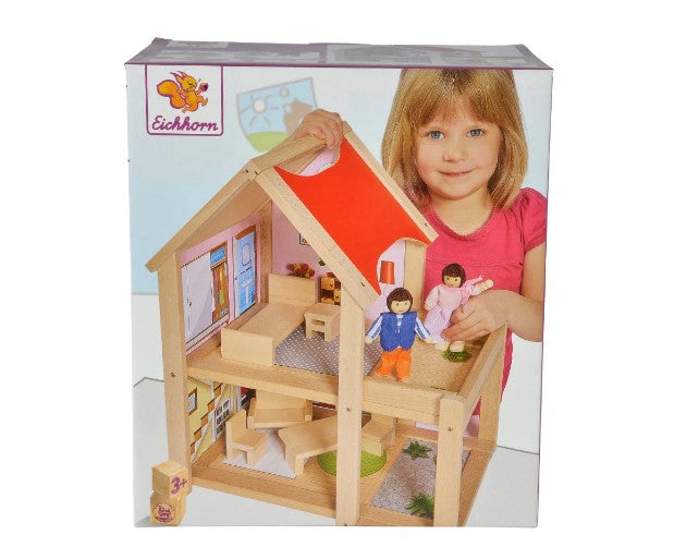 Eichhorn - Дървена Къща С Две Кукли, 22.5X36X41См.