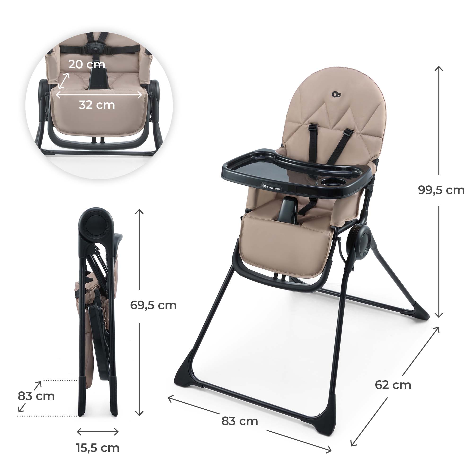 Binci Столче За Хранене Beige Kinderkraft