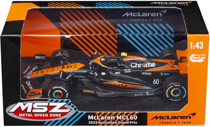 Метален Точен Модел Кола 1:43 Mclaren F1 Formula 1 С Амортисьори И Отварящи Се Врати 14.5х7х6.5 Julia