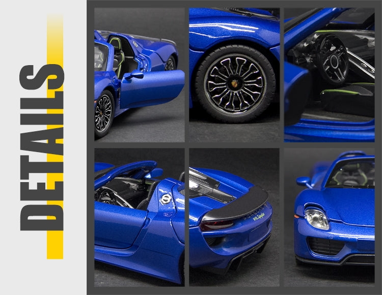 Метален Точен Модел Кола 1:24 Porsche 918 Spyder С Отваряеми Врати Преден Капак И Багажник Julia