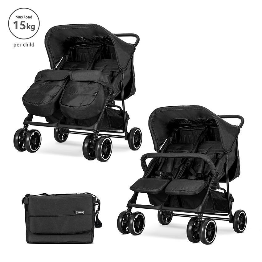 Babakocsi Twin Black Ikreknek + Táska Lorelli Classic