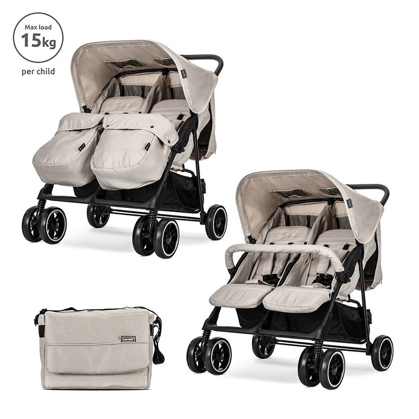 Lorelli Classic Twin Beige ikerbabakocsi táskával