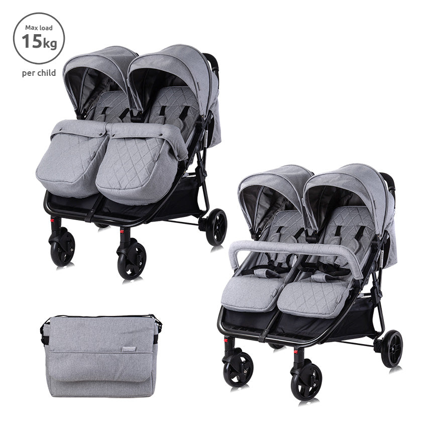 Д.количка Duo+чанта Cool Grey До 15 Кг За Близнаци Lorelli Premium