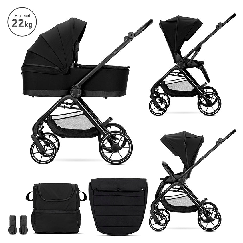 Д.количка Venice Black 2в1 До 22 Кг С Кош За Новор Lorelli Premium