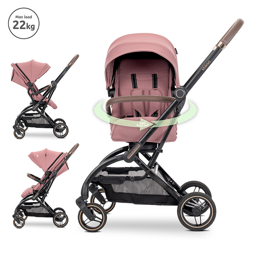 Д.количка Makaya Pink До 22 Кг С Ротация 360 Lorelli Premium