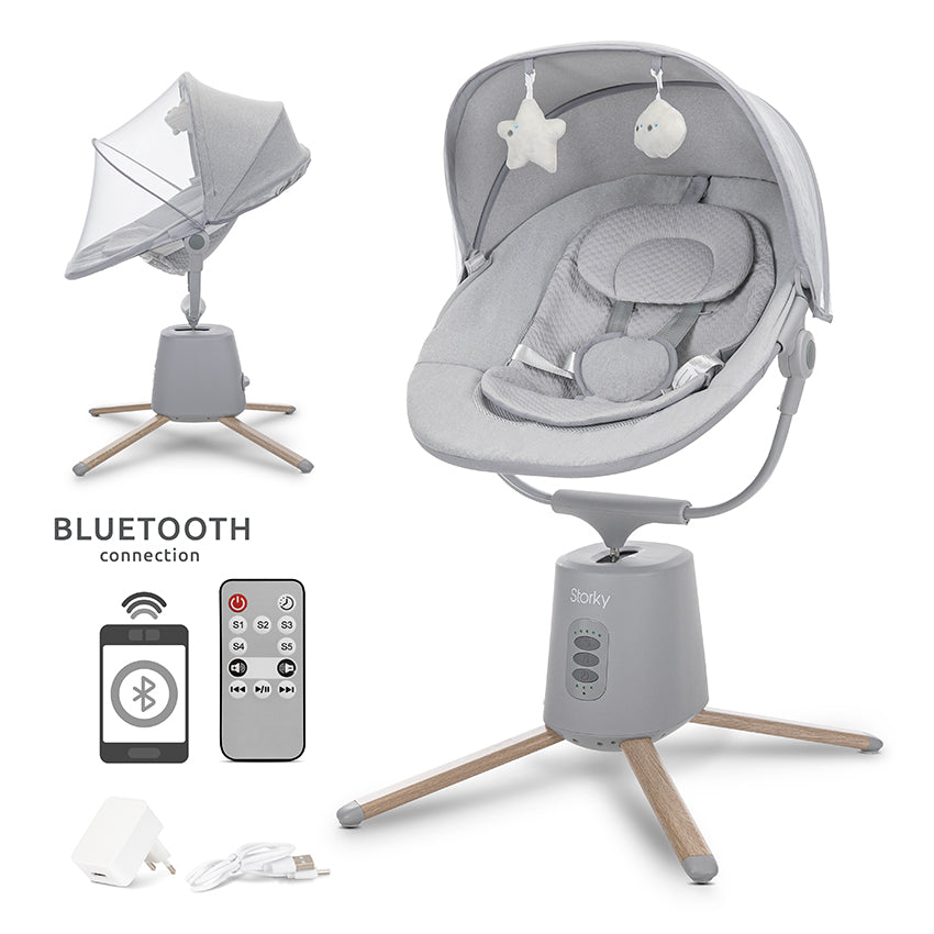Ел. Шезлонг С Люлеене Storky Grey Lorelli Premium