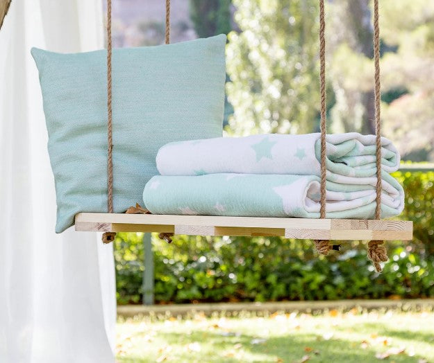 Pielsa-Памучно Жакардово Одеяло Звезди, 110X140 См, Зелено, Чанта