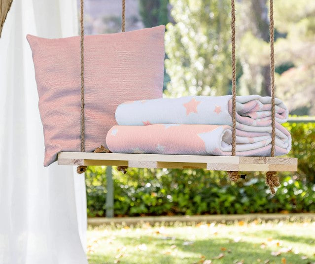 Pielsa-Памучно Жакардово Одеяло Звезди, 110X140 См, Корал, Чанта