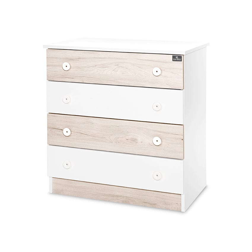 Comodă cu sertare alb/stejar deschis nou