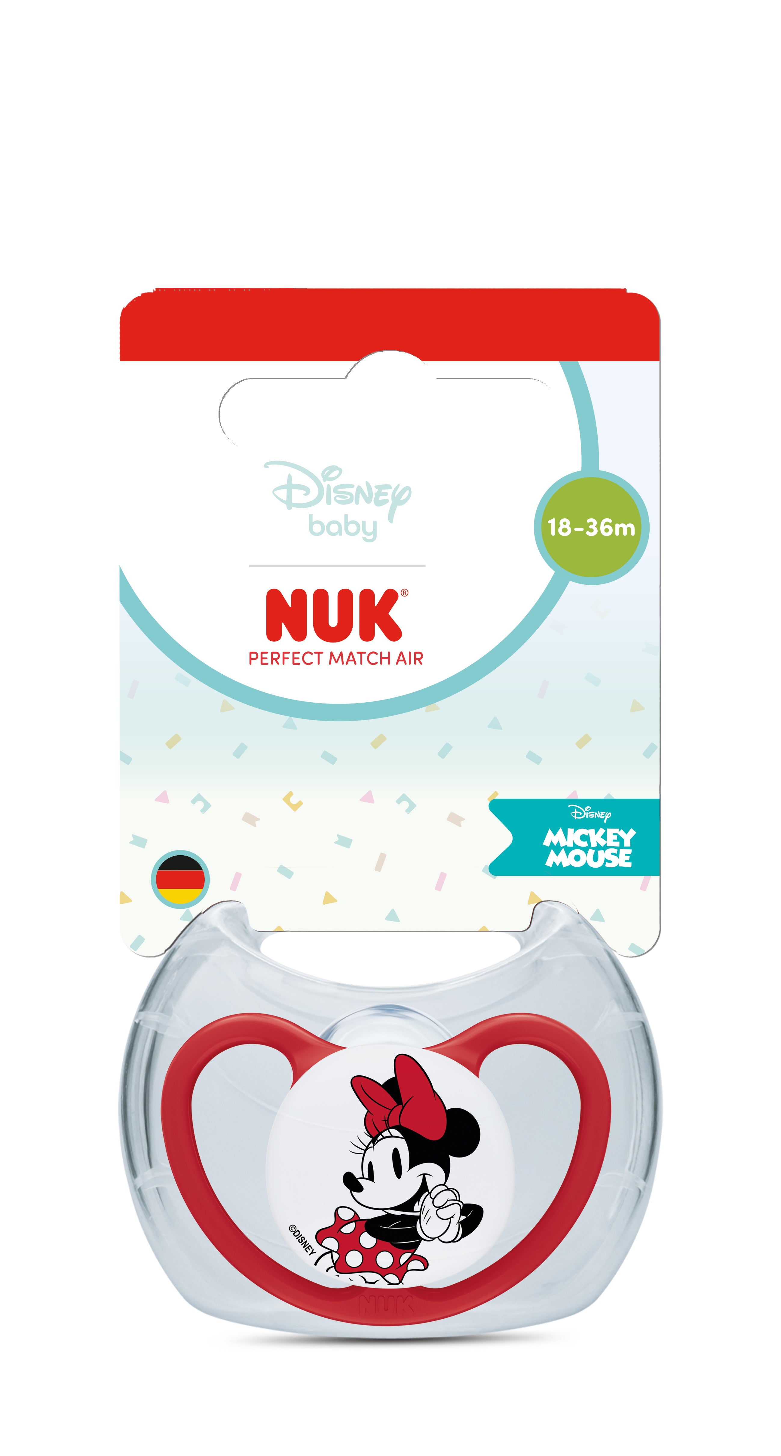 Perfect Match Биберон Залъгалка, Силикон 18+ Мес. 1бр., Air, Мики, Червена Nuk