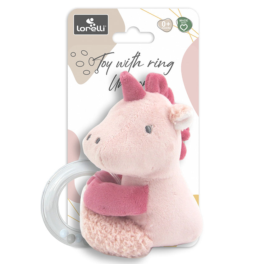 Jucărie cu cerc Unicorn Roz Natural