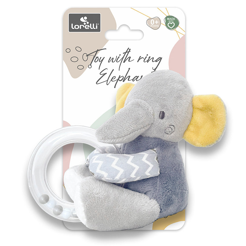 Jucărie cu cerc elefant gri natural