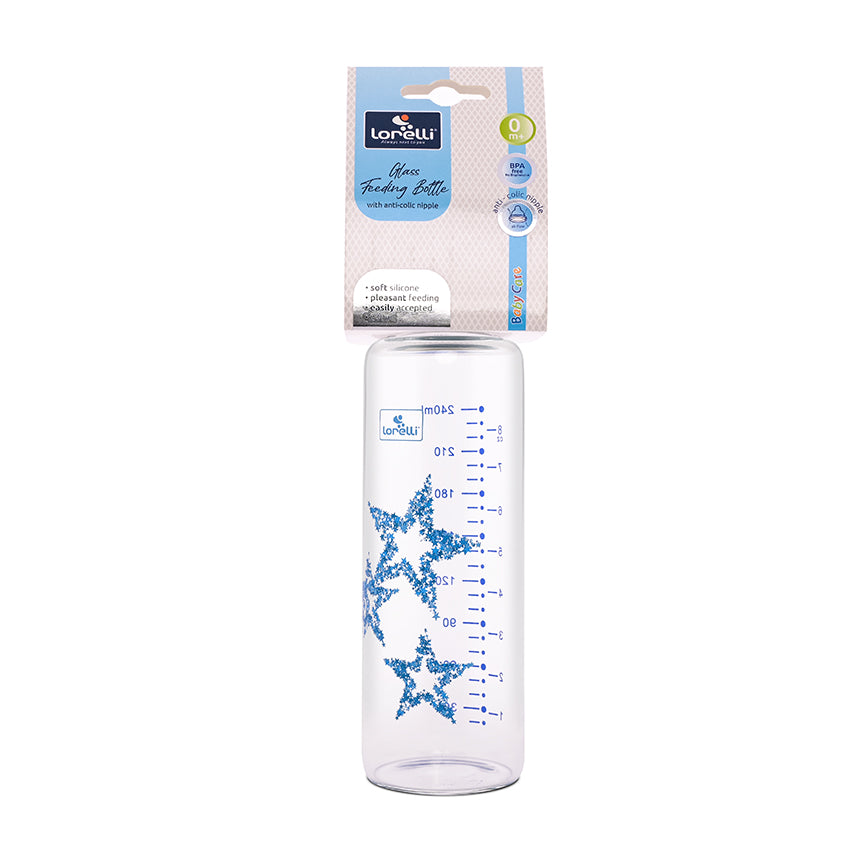 Стъклено Шише Anti Colic 240 Мл Moonligh Blue Baby Care
