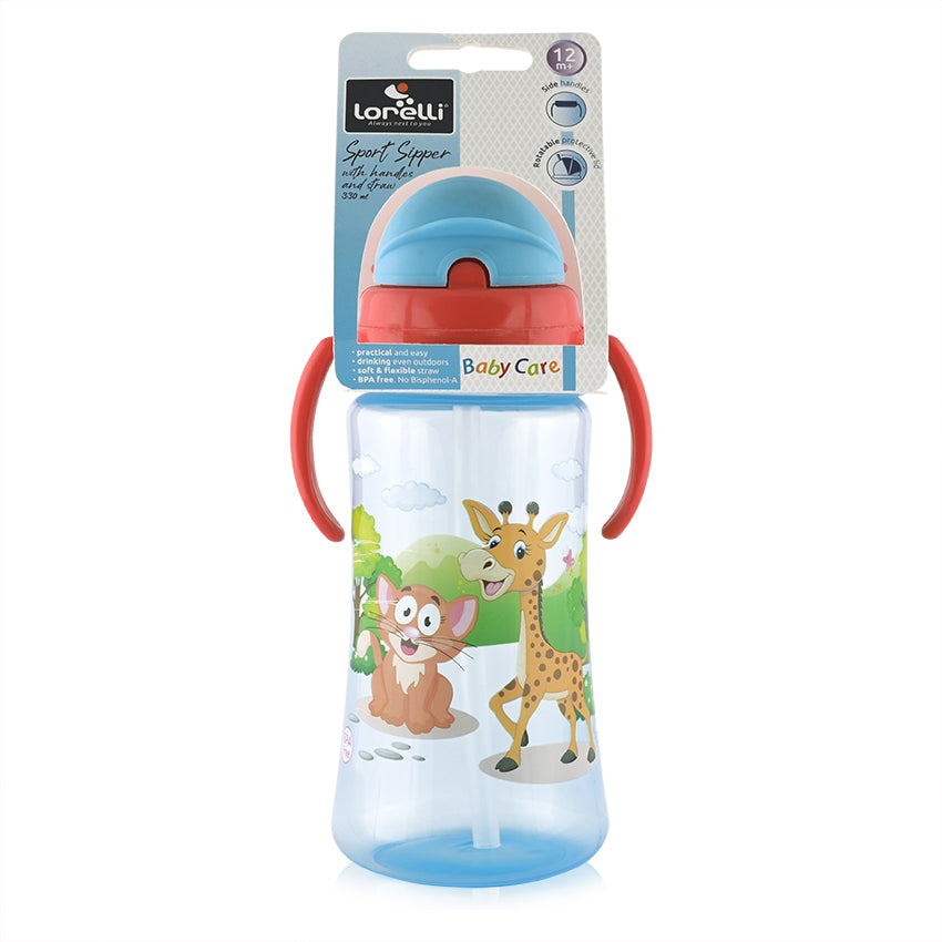 Спортна Бутилка С Дръжки И Сламка 330Мл