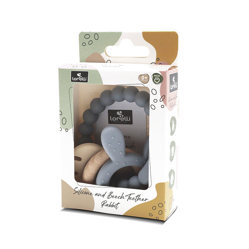 Силиконова Гризалка С Бук Зайче Natural Grey Lorelli Premium
