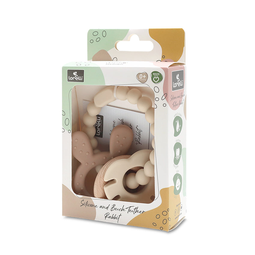 Силиконова Гризалка С Бук Зайче Natural Beige Lorelli Premium