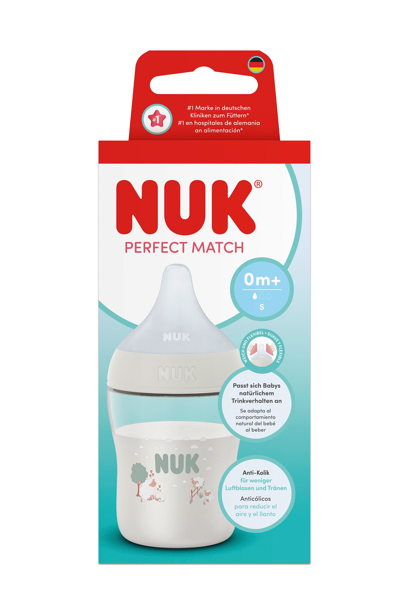 Perfect Match Шише Рр 150мл. Със Силиконов Биберон За Хранене S, 0+мес., Овца Nuk