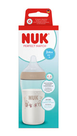 Perfect Match Шише Рр 260мл. Със Силиконов Биберон За Хранене M, 3+ Мес., Маймуна Nuk