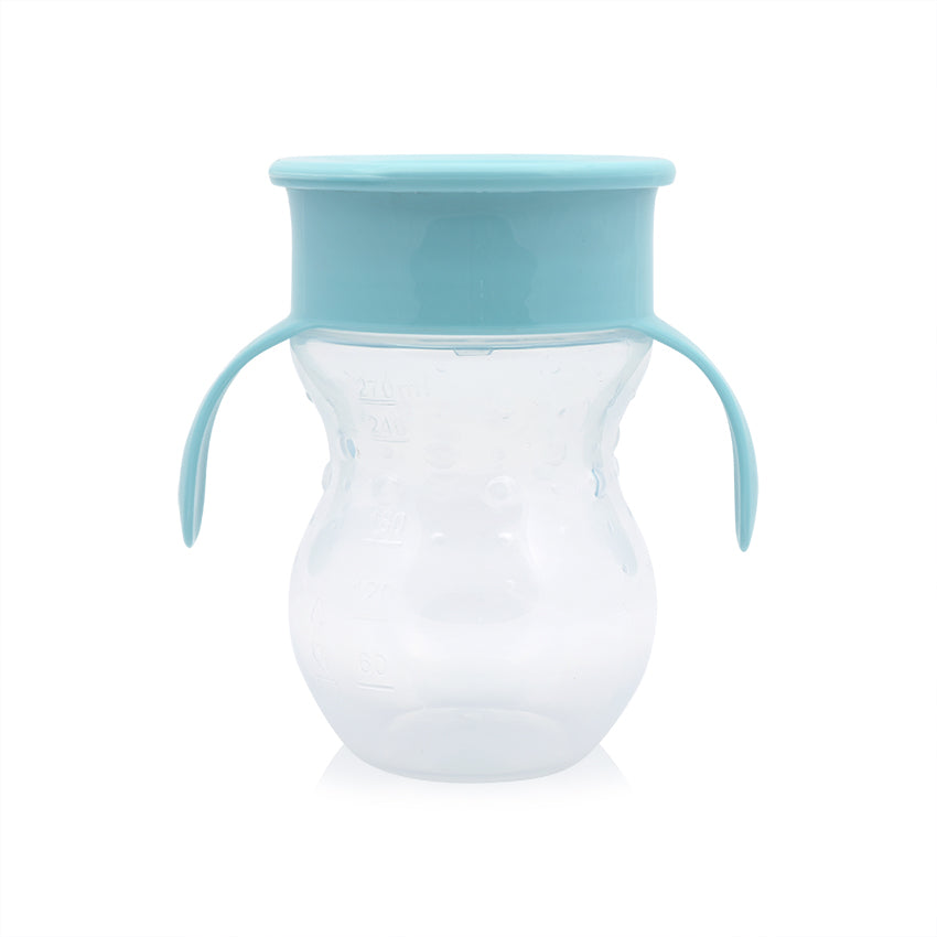 Чаша Неразливаща 360 Градуса Синя 270ml С Дръжки Baby Care