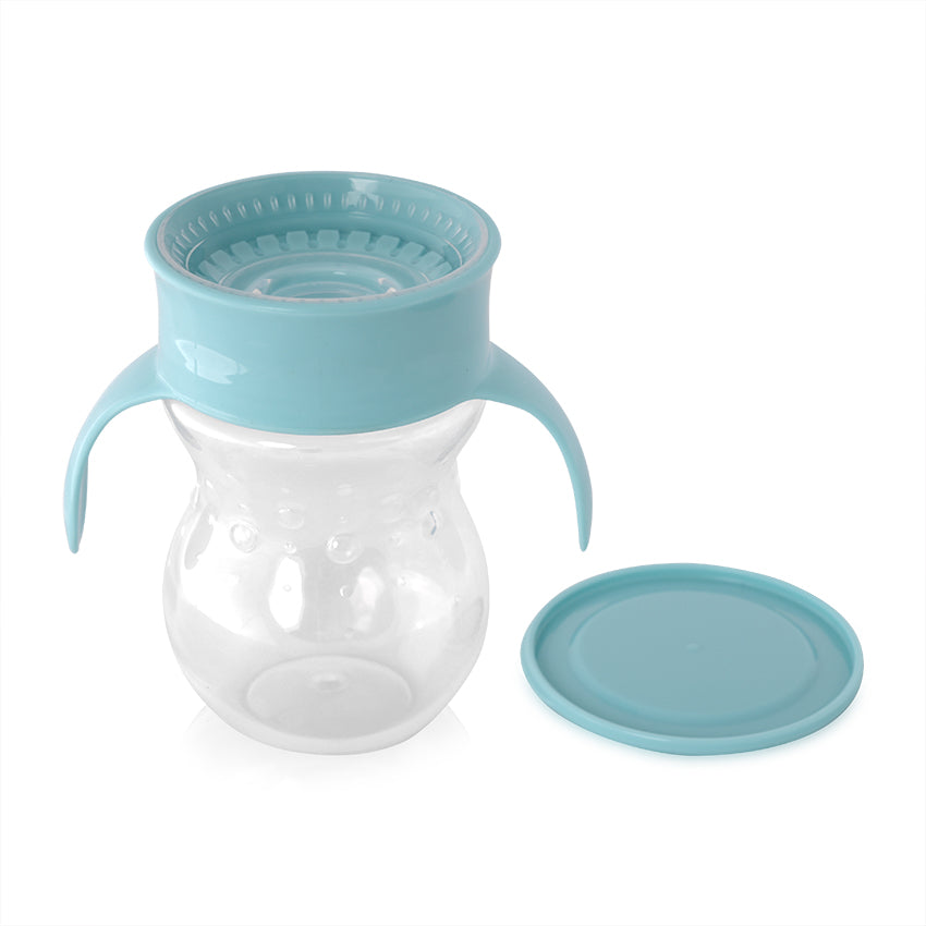 Чаша Неразливаща 360 Градуса Синя 270ml С Дръжки Baby Care