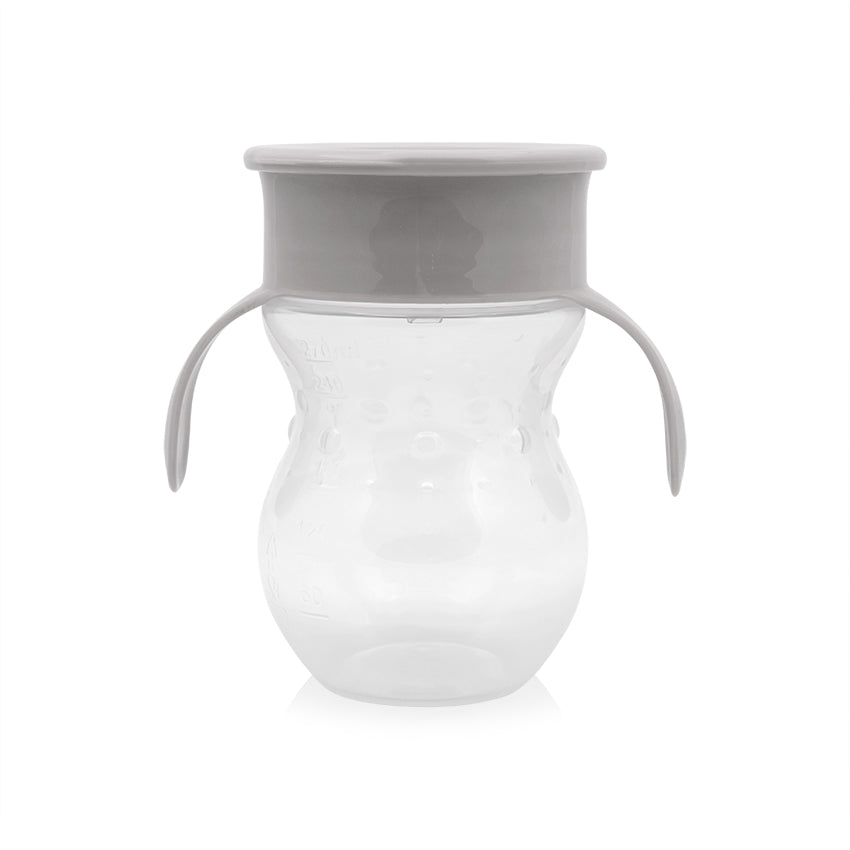 Чаша Неразливаща 360 Градуса Сива 270ml С Дръжки Baby Care