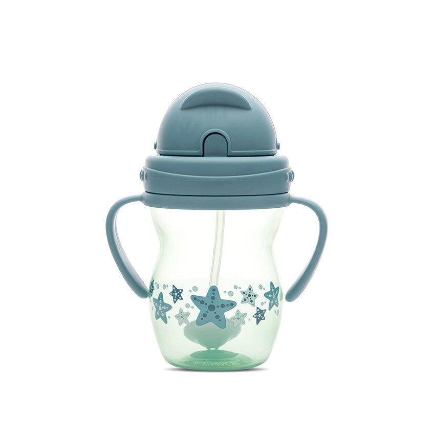 Чаша С Дръжки И Сламка Blue Green С Тежест Baby Care