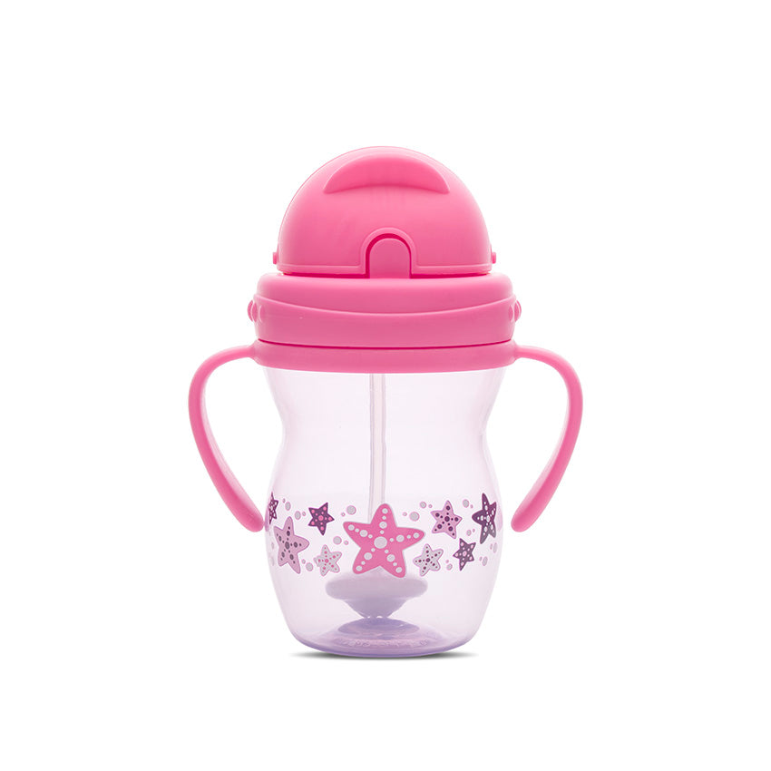 Чаша С Дръжки И Сламка Pink Purple С Тежест Baby Care