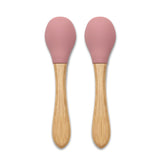 Lingurițe din silicon cu bambus, 2 buc., roz intens natural