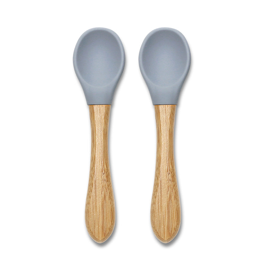 Linguri din silicon cu bambus, 2 buc., gri natural