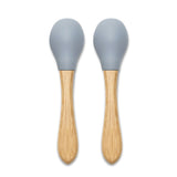 Linguri din silicon cu bambus, 2 buc., gri natural