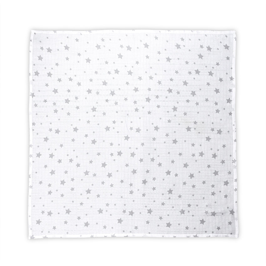 Памучна Пелена 80 80 См White With Grey Stars Lorelli Classic