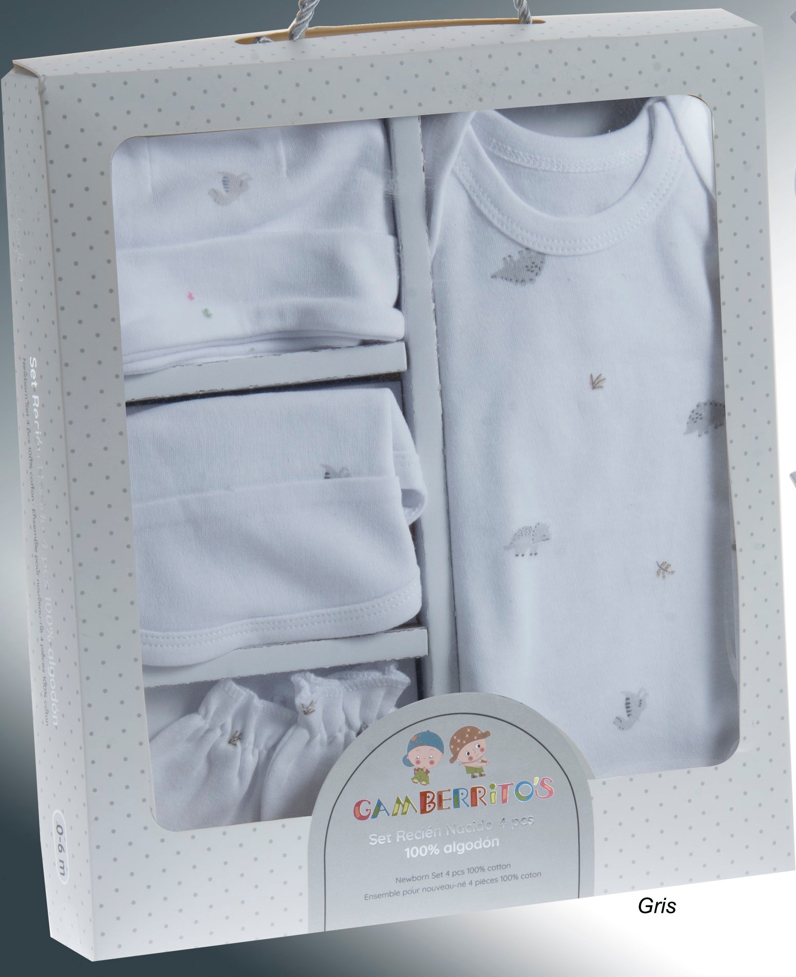 Set de verificare pentru nou-născuți Gamberritos, 4 piese, gri