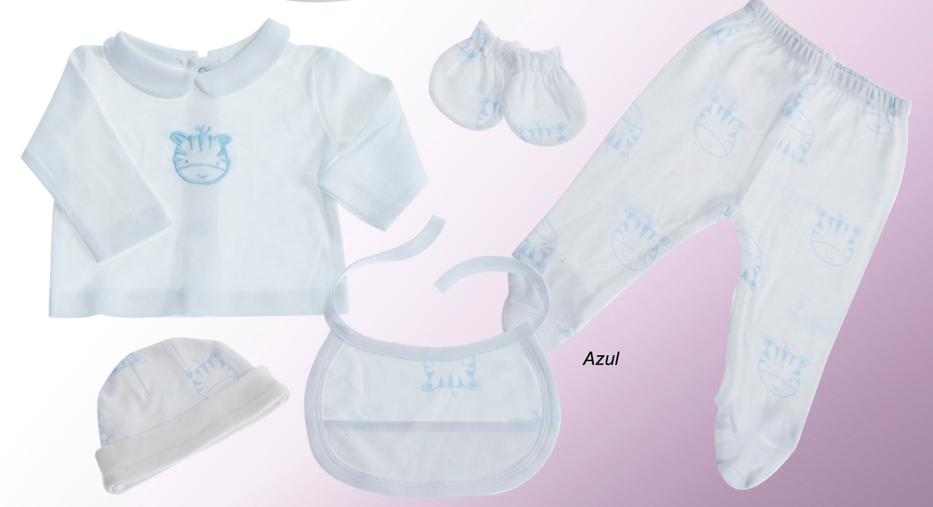 Gamberritos Комплект За Изписване На Новородено, 5 Части, Син