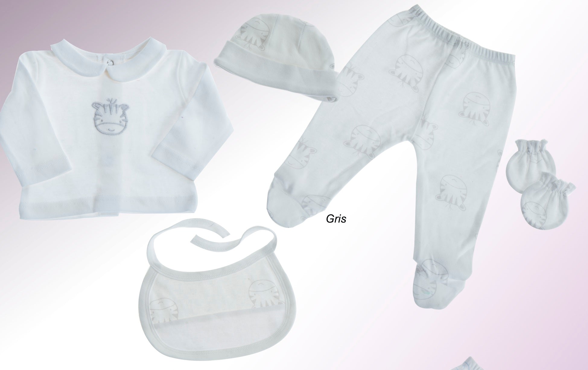 Gamberritos Комплект За Изписване На Новородено, 5 Части, Сиво