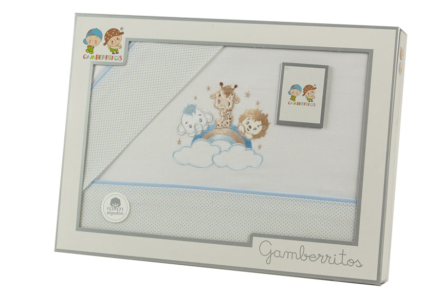 Gamberritos Комплект Летни Чаршафи, 3 Части За Легло 60Х120См. Животни, Син