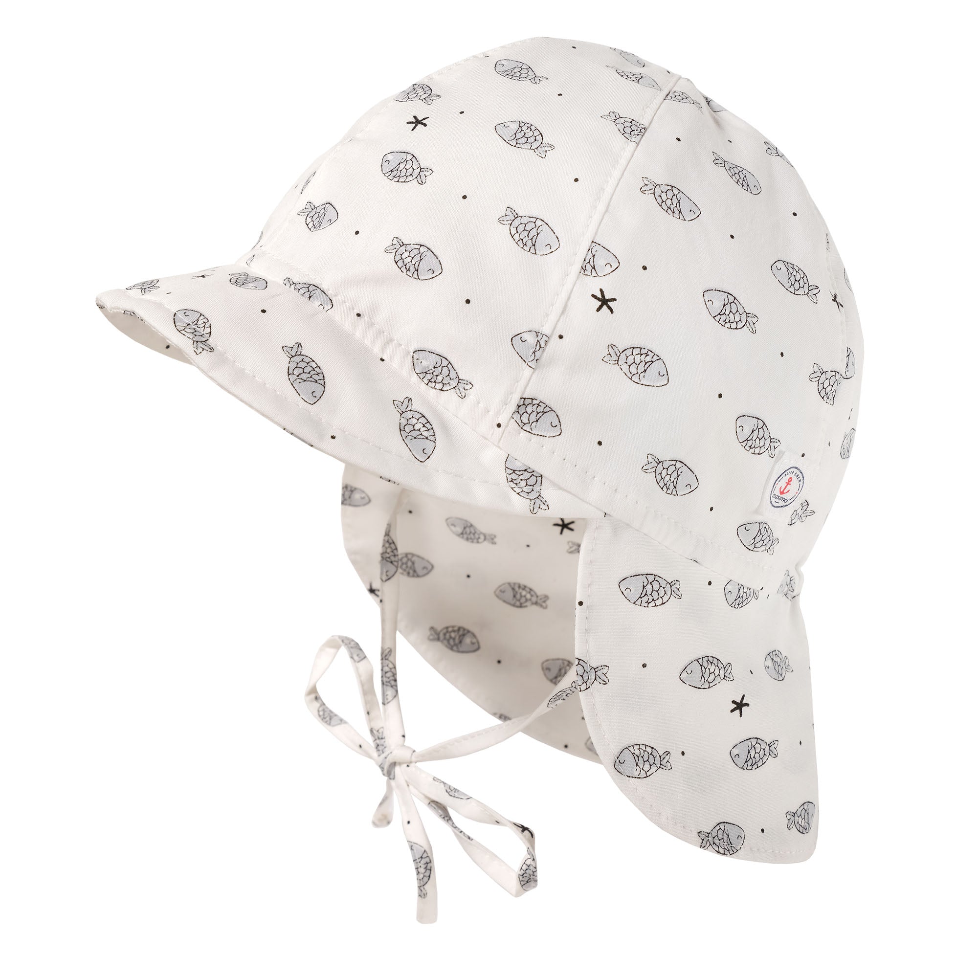 Pălărie de vară Maximo albă cu pești, protecție UPF50+