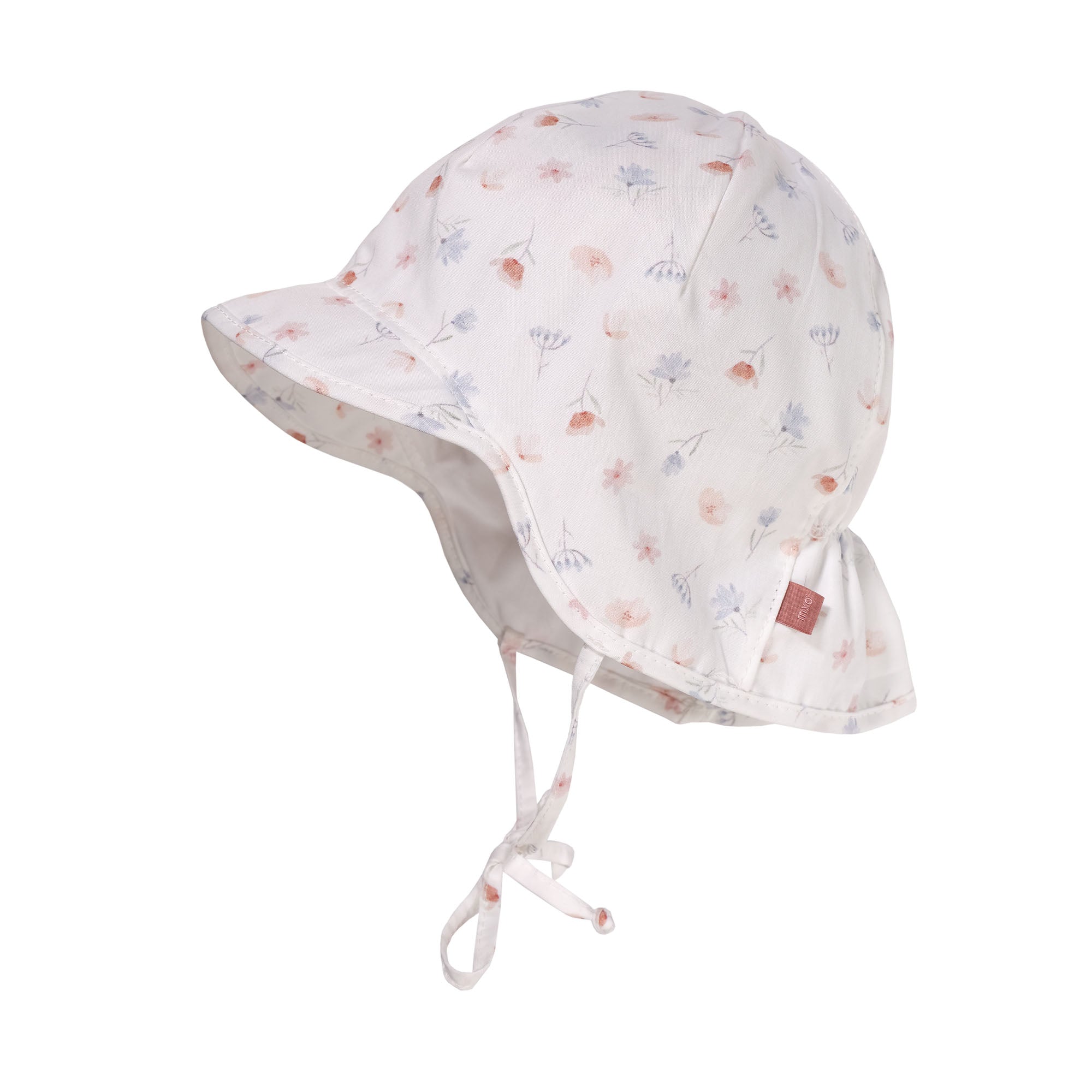 Pălărie de vară Maximo albă cu flori roz, protecție UPF50+