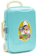 Valiză cu ustensile de bucătărie, set de picnic cu mâner detașabil pe roți 35x25x15