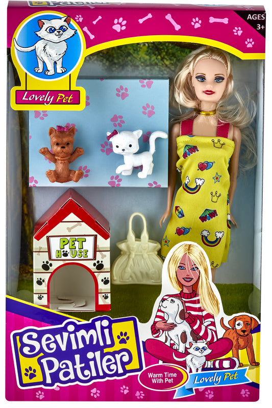 Păpușă cu animale de companie 34X23X7