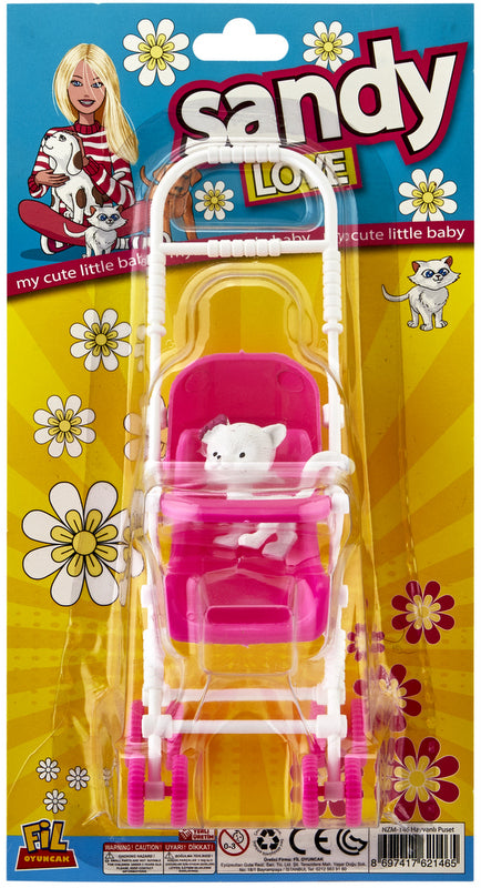 Cărucior pentru păpuși cu animal 28X15X13