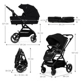 Yoxi Бебешка Количка 3в1 Pure Black Kinderkraft