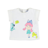 1.025 Тениска К/Р Момиче С Котки Бял 18 --- BebeMama