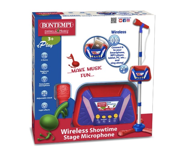 Bontempi - Безжичен Микрофон За Сцена Със Светеща Стойка