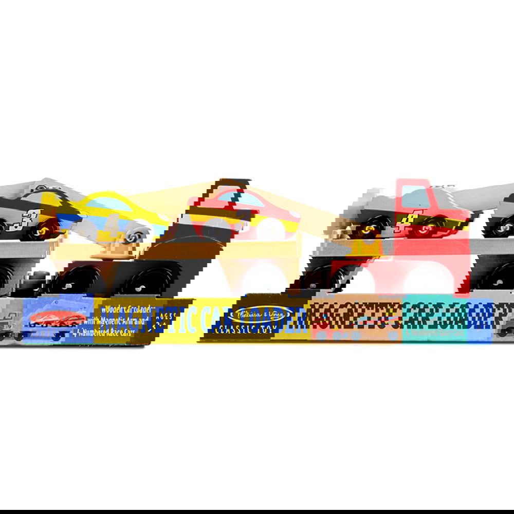 19390 Магнитен Дървен Автовоз С Коли --- BebeMama