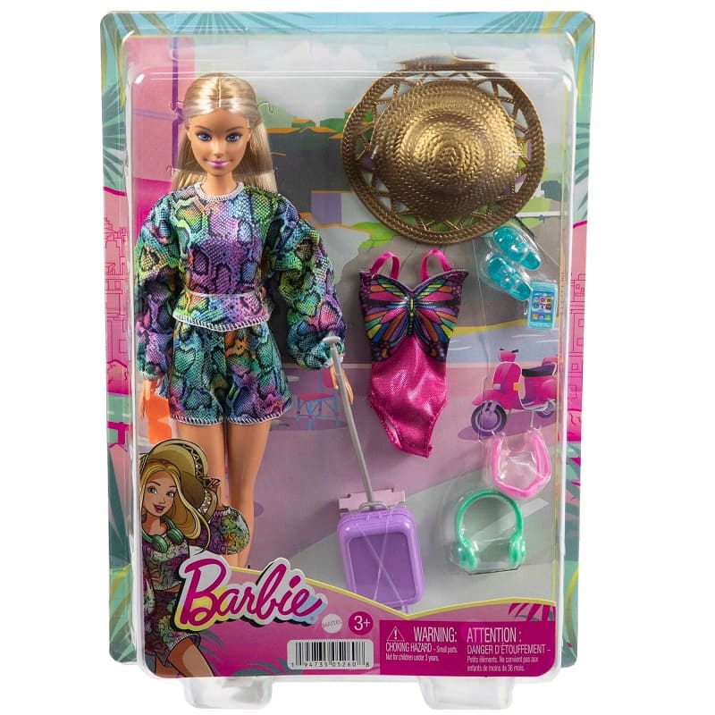 Hgm54 Barbie Holiday Кукла С Аксесоари За Път Mattel