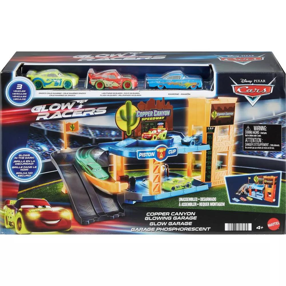 Verdák 3 Izzó versenyzők Rézkanyon Világító garázs Mattel
