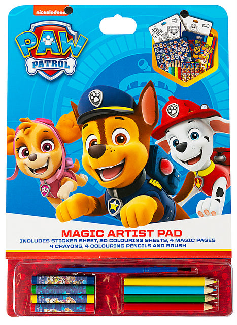 КомплектПау Патрул За Вълшебно РисуванеС 20 Листа За Оцветяване, 4 Листа За Рисуване С Вода, 4 Пастела, 4 Молива За Оцветяване,Стикери И Четка А4