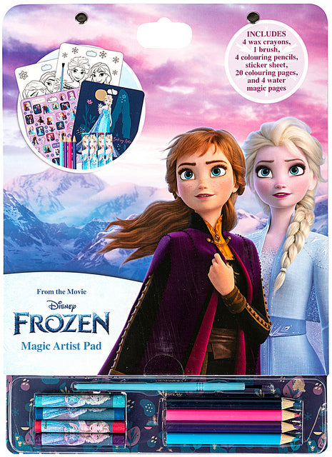 Комплект За Вълшебно Рисуване Фроузен С 20 Листа За Оцветяване, 4 Листа За Рисуване С Вода, 4 Пастела, 4 Молива За Оцветяване,Стикери И Четка А4