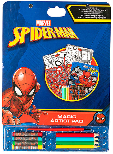 КомплектСпайдермен За Вълшебно РисуванеС 20 Листа За Оцветяване, 4 Листа За Рисуване С Вода, 4 Пастела, 4 Молива За Оцветяване,Стикери И Четка А4
