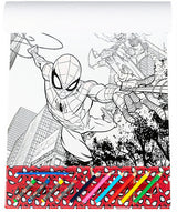 Голям Комплект Спайдермен За Вълшебно РисуванеС 20 Листа За Оцветяване, 3 Страници За Рисуване С Вода, 4 Пастела, 6 Молива За Оцветяване ,Стикери И Четка А3